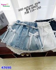 Chân váy jean nơ điệu đà