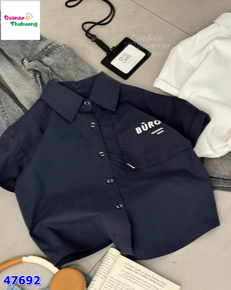 Áo sơ mi xanh đen Buro