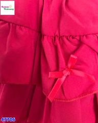 Chân váy tầng đỏ nơ