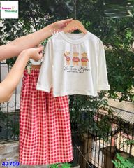 Set MLS dài tay in gấu, quần caro đỏ
