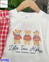 Set MLS dài tay in gấu, quần caro đỏ