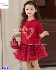 Set váy MLS đỏ trái tim nơ
