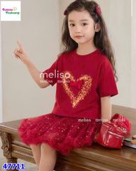 Set váy MLS đỏ trái tim nơ