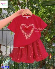 Set váy MLS đỏ trái tim nơ