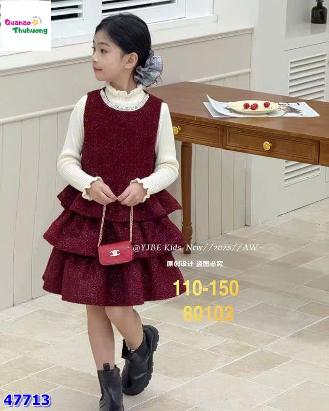 Set đầm đỏ tầng (tặng túi đeo)