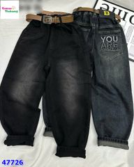 Quần jean dài xanh túi You Are