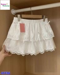 Set áo váy kem chấm bi nơ
