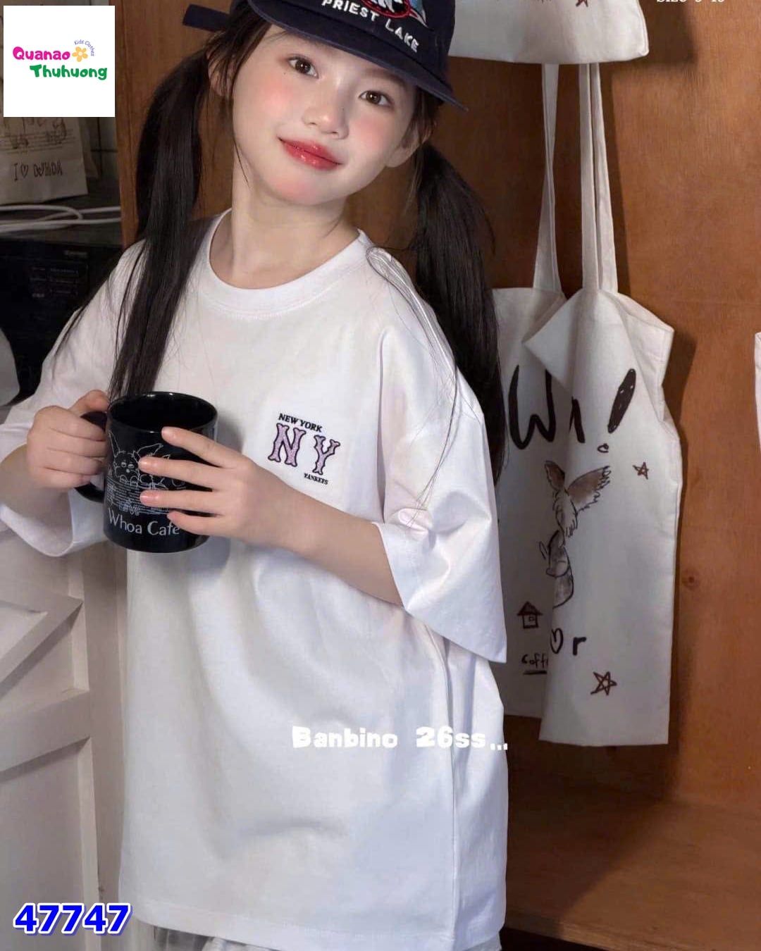 Áo Banbino trắng NY tím