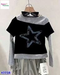 Áo tay dài xám đen ngôi sao xanh