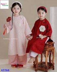 Áo dài Tết MLS hồng đính hoa