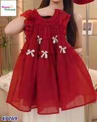 Đầm Sofia đỏ đính nơ