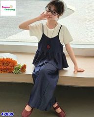 Set 3 món trắng + áo jean dây + quần jean