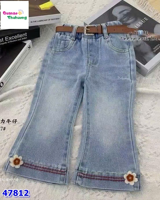 Quần jean nữ ống loe in hoa