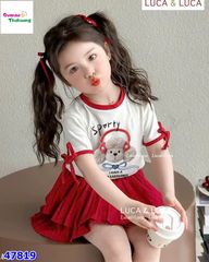 Set váy Luca áo cún tai nghe