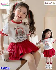 Set váy Luca áo cún tai nghe