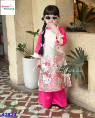 Áo dài Tết June hồng Kitty