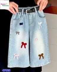 Quần jean dài thêu nơ