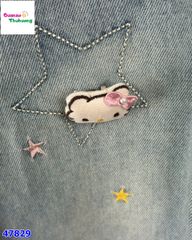 Quần jean dài thêu nơ và ngôi sao