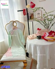 Áo dài Tết Babies Mo xanh ngọc lam