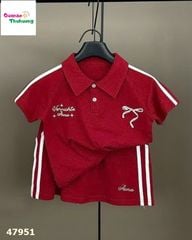 Set váy polo đỏ nơ