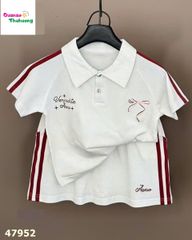 Set váy polo trắng nơ