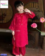 Áo dài Tết MLS đỏ đính hoa