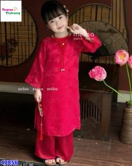 Áo dài Tết MLS đỏ đính hoa