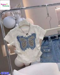 Áo thun xám loang bướm