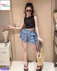 Quần jean short tầng