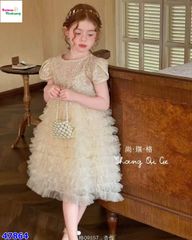 Đầm tiệc kem kim tuyến nơ