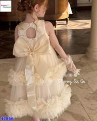 Đầm tiệc cổ yếm đính hạt và nơ