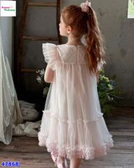 Đầm hồng tay cánh tiên đính cườm