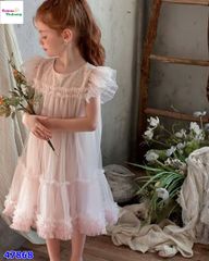 Đầm hồng tay cánh tiên đính cườm