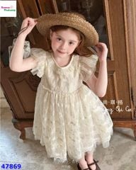 Đầm tiệc kem ren hoa