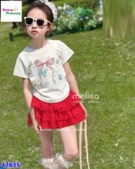 Set váy MLS trắng nơ hồng