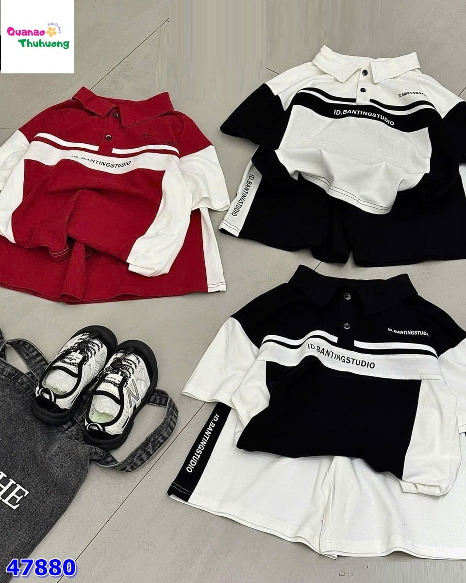 Set bộ Cola áo polo trắng tay đen