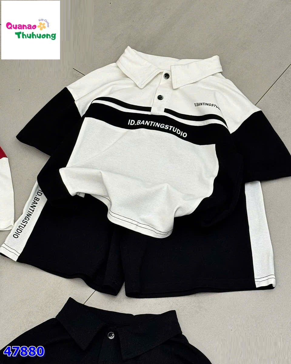 Set bộ Cola áo polo trắng tay đen