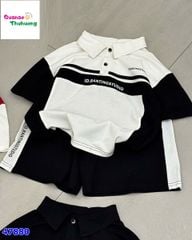 Set bộ Cola áo polo trắng tay đen
