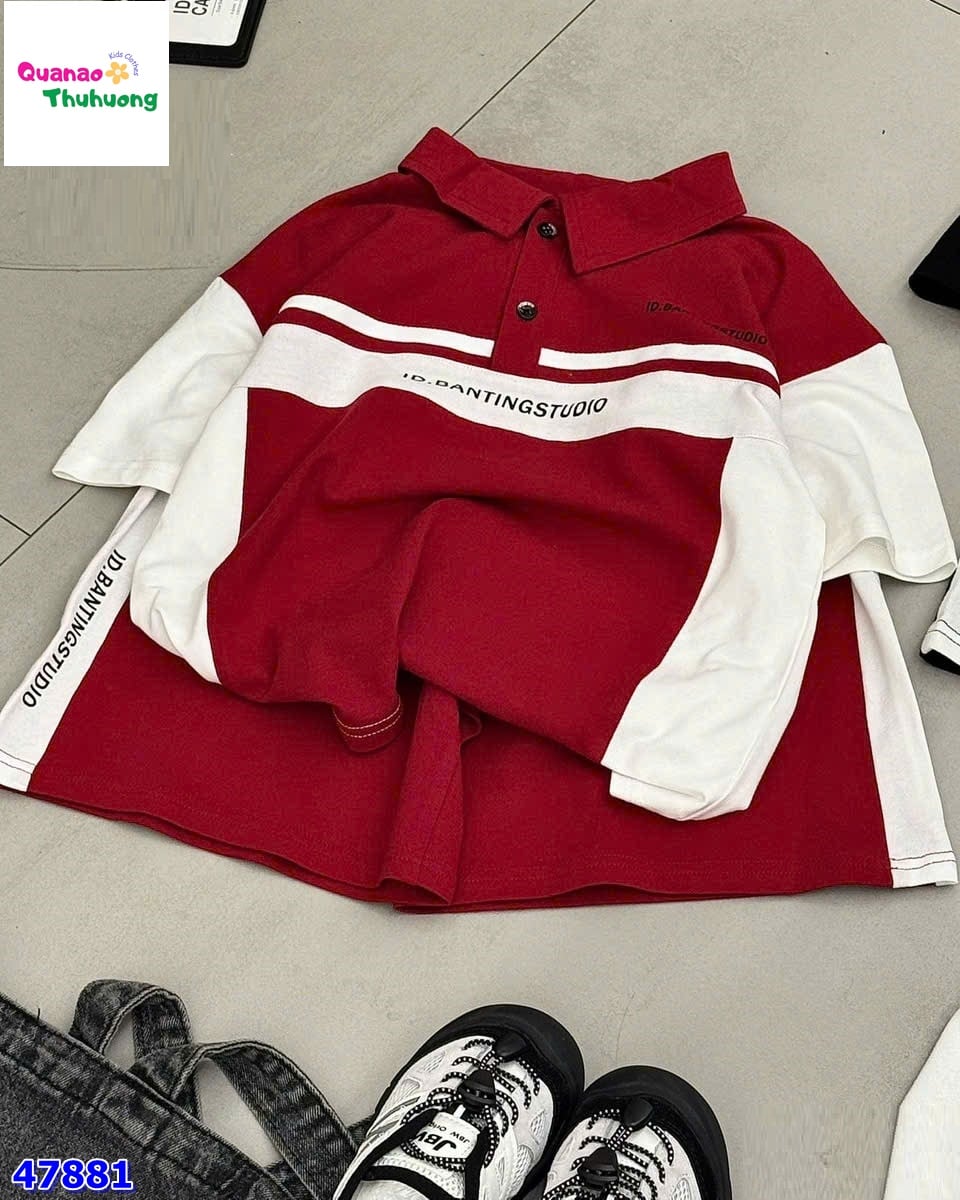 Set bộ Cola áo polo đỏ tay trắng
