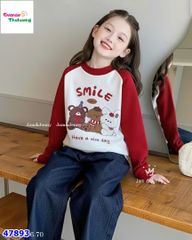 Set J&J áo trắng Smile, quần jean dài