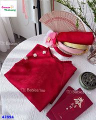 Áo dài Tết Babies Mo đỏ hoa ngọc
