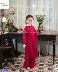Áo dài Tết Babies Mo đỏ hoa ngọc