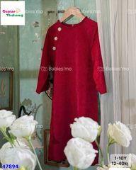 Áo dài Tết Babies Mo đỏ hoa ngọc