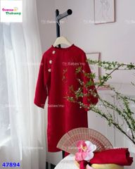 Áo dài Tết Babies Mo đỏ hoa ngọc