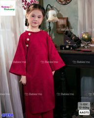 Áo dài Tết Babies Mo đỏ hoa ngọc