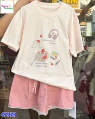 Set bộ DHH trắng Hello Kitty, quần hồng