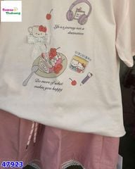 Set bộ DHH trắng Hello Kitty, quần hồng