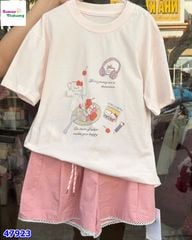 Set bộ DHH trắng Hello Kitty, quần hồng