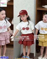 Set váy đỏ, áo trắng Cherry