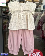 Set bộ kem hoa nhí, quần hồng